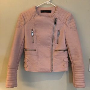 Zara faux leather pink bike jacket size Xs